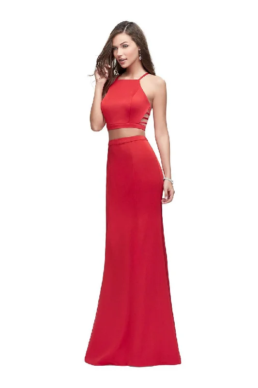 End Of Season Clearance La Femme - 25220 Two-Piece High Halter Strappy Jersey Gown