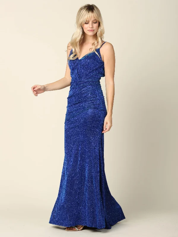 Embrace New Fashion Long Formal Spaghetti Strap Glitter Prom Dress