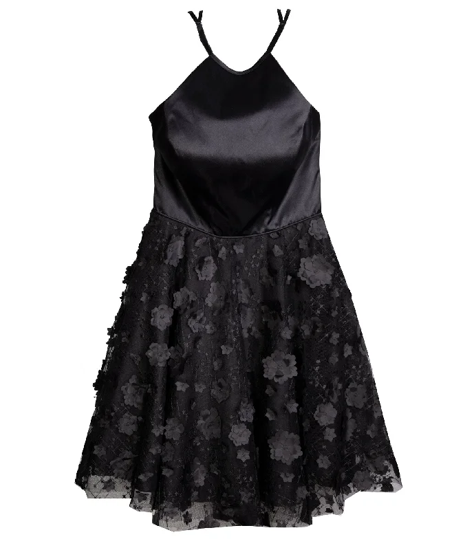 Don't Miss Out Alyce Women Black Floral Halter Dress