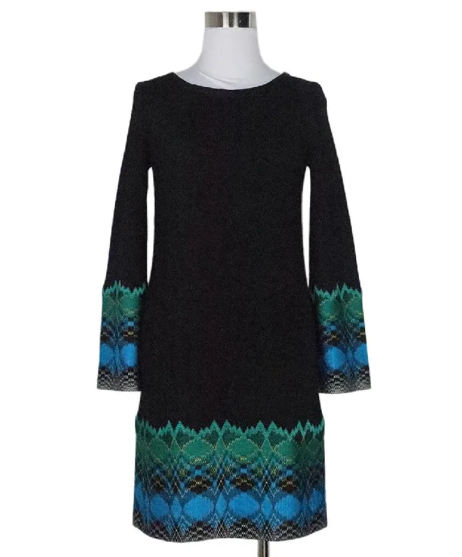 Snag Fabulous Fashion Bargains Missoni Black Dress w/ Blue & Green Trim sz 4