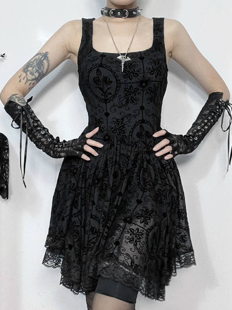 Clothing Sale 2024 Summer New Harajuku Retro Sexy Wrapped Hip Mini Dress Y2K Vintage Gothic Punk Dark Style Tie Up A-Line Dress
