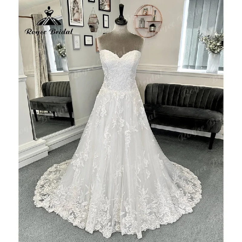 Unbeatable Prices Vintage Lace Appliques V Neck Wedding Dress for Women Sleeveless Beach Bridal Gown Custom Made Lace Up Back Roycebridal Unbeatable Prices Vintage Lace Appliques V Neck Wedding Dress for Women Sleeveless Beach Bridal Gown Custom Made Lace Up Back Roycebridal