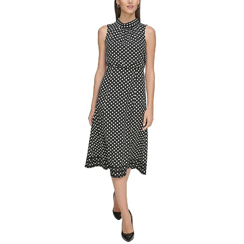 Sale On Sale Karl Lagerfeld Womens Sleeveless Mock Neck Midi Dress