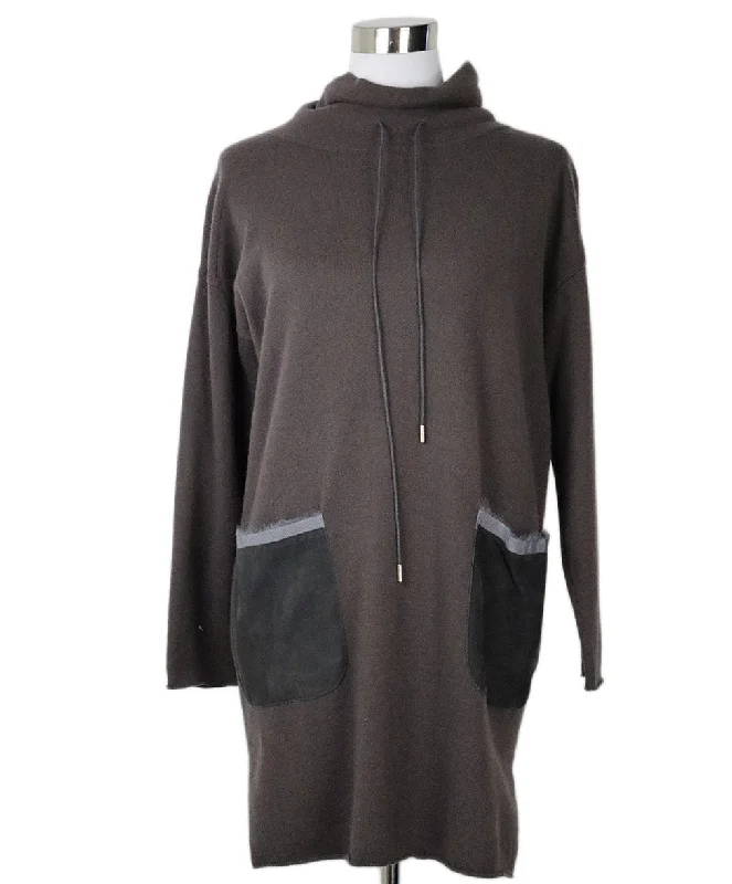 Fashion Forward, Function First Fabiana Filippi Brown Cashmere & Grey Suede Dress sz 4