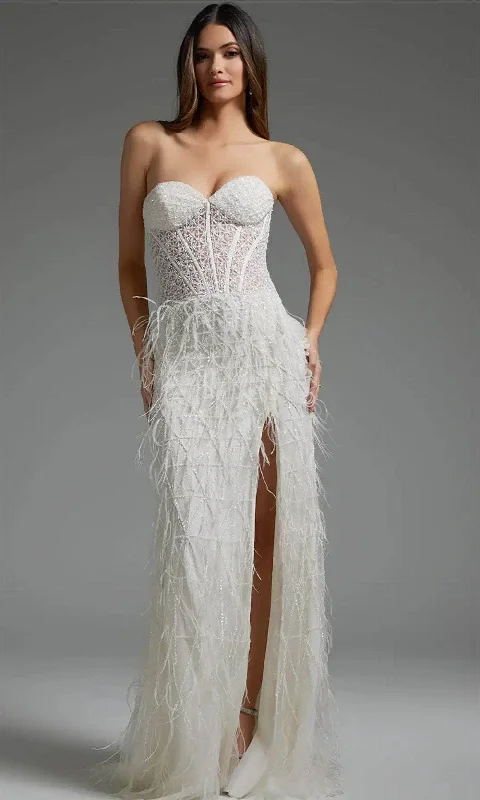 Luxe Women's Fashion Jovani 36362 - Strapless Feather Bridal Gown