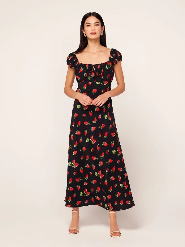 Vibrant Styles Bess Berry Print Maxi Dress