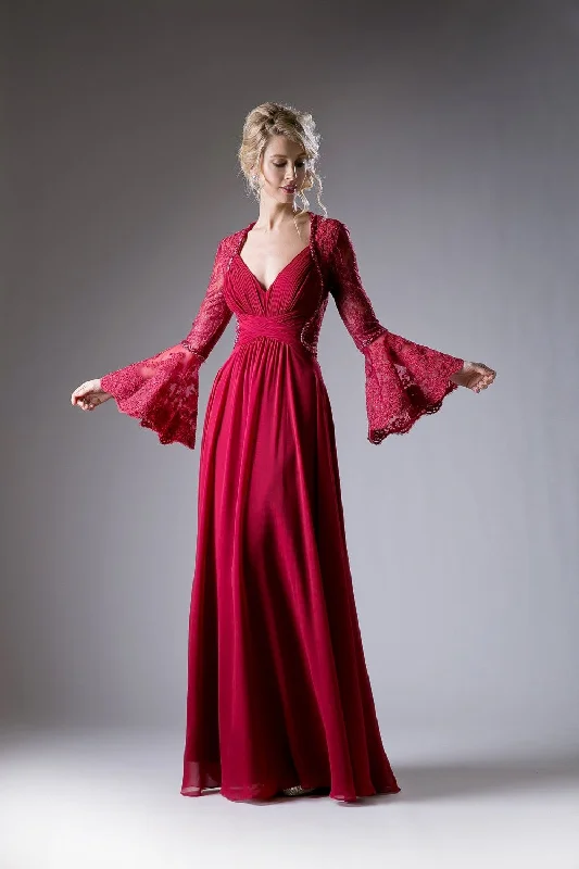 Step Ahead, Lead The Trend CD 774 Size 10 A Line Chiffon Sheer Lace Long Bell Sleeve Mother Of Dress Formal Gown Step Ahead, Lead The Trend CD 774 Size 10 A Line Chiffon Sheer Lace Long Bell Sleeve Mother Of Dress Formal Gown