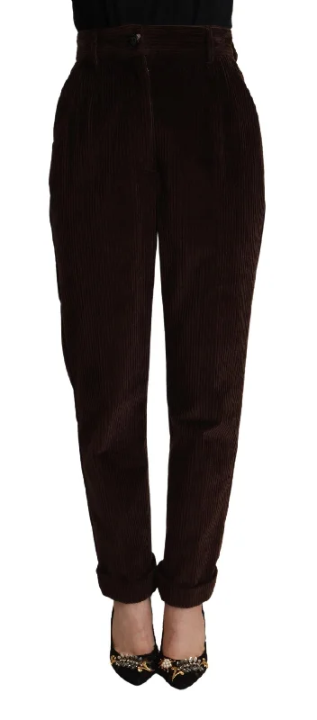 Style Revolution Dolce & Gabbana Elegant  High-Waisted Corduroy Women's Pants