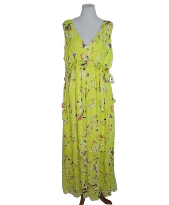 New Arrival Discount Tanya Taylor Yellow Floral Print Dress sz 14