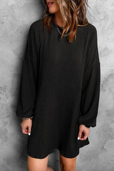 Trendy Casual Outfits Round Neck Long Sleeve Mini Dress