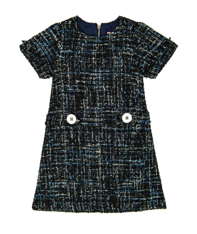 Signature Style Essentials Zoe Ltd. Girls Audrey Navy Tweed Dress