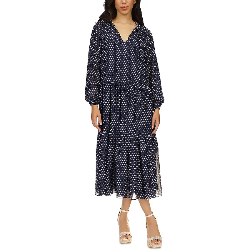 Vibrant Styles MICHAEL Michael Kors Womens Chiffon Polka Dot Midi Dress