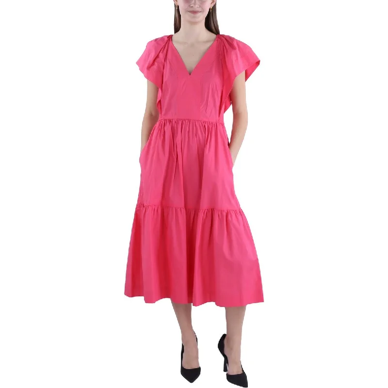 Trendy Women’s Apparel for All Seasons Vince Camuto Womens V-Neck Tiered Midi Dress