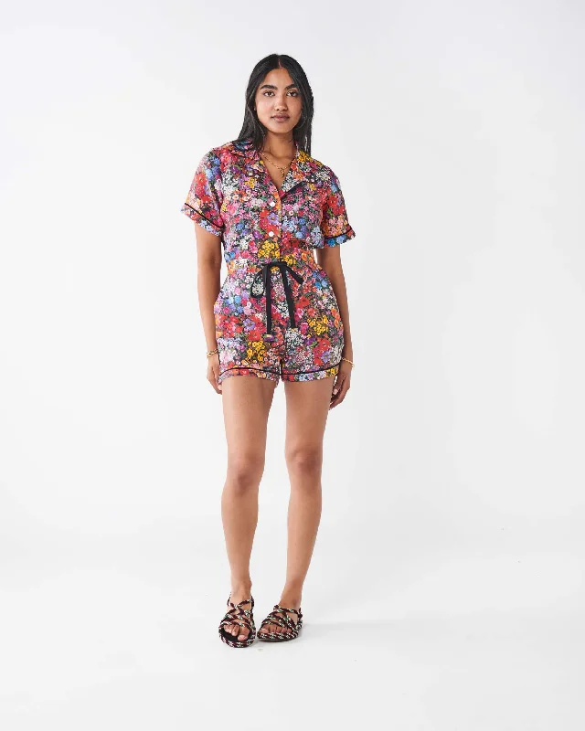 Comfortable Loungewear for Women Forever Floral Black Linen Playsuit