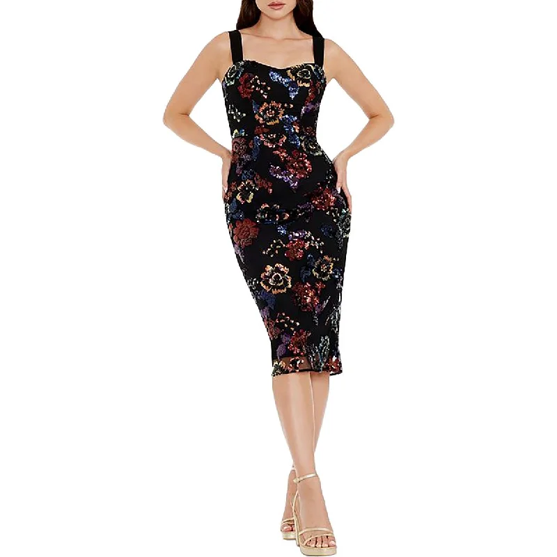 Women’s Casual Dresses Dress The Population Womens Mesh Sequined Midi Dress