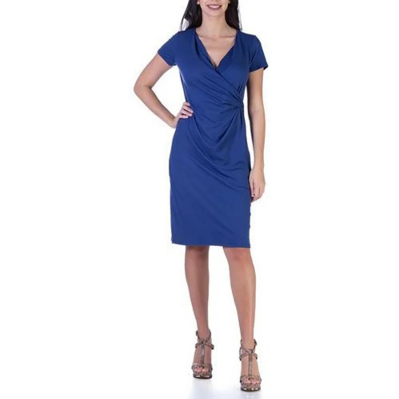 Fashion Sale 24seven Comfort Apparel Womens Faux Wrap Top Cap Sleeves Midi Dress