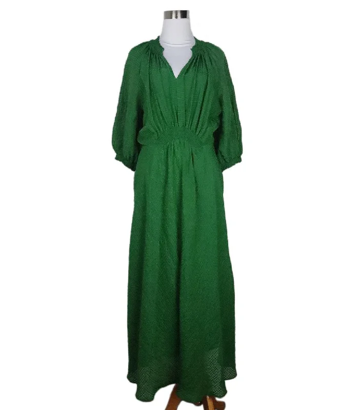 Street Style Fashion Jigsaw Green Silk & Linen Dress sz 4