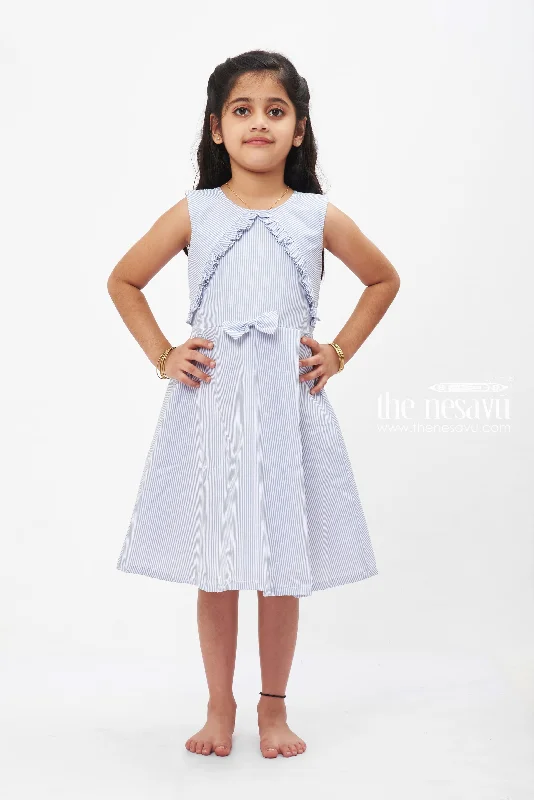 Women Clothes Seaside Serenity Striped Cotton Frock for Girls