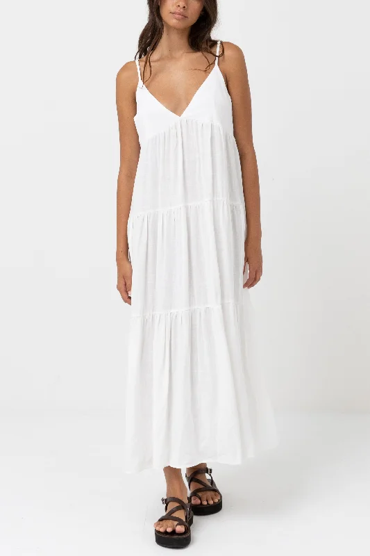 Summer Sale Classic Tiered Midi Dress White