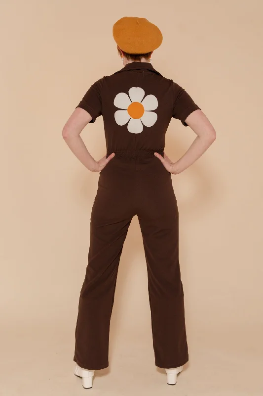 Seasonal Clearance The Flower Power Jumpsuit in Chocolate