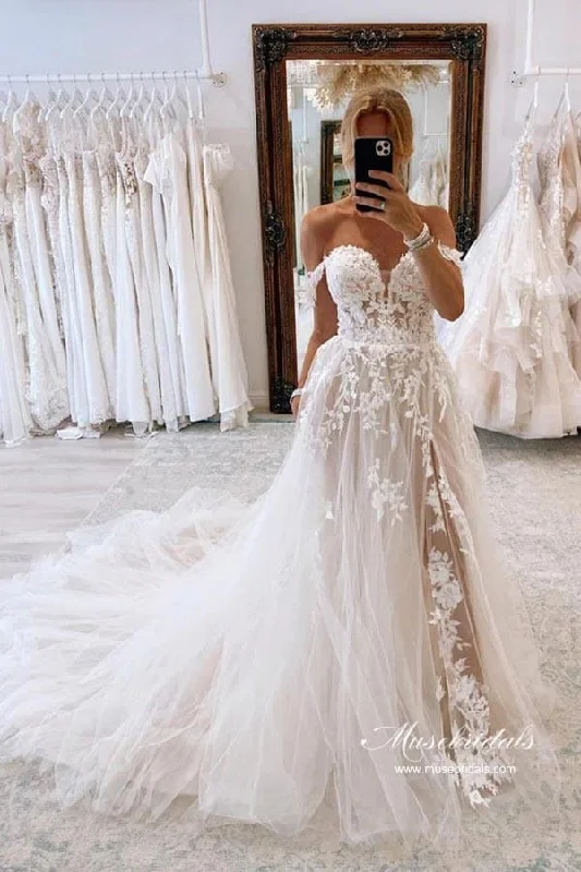 Elegant Women’s Clothing Roycebridal Gorgeous Tulle A-line Sweetheart Neck Lace Appliques Wedding Dresses, MW950 Elegant Women’s Clothing Roycebridal Gorgeous Tulle A-line Sweetheart Neck Lace Appliques Wedding Dresses, MW950