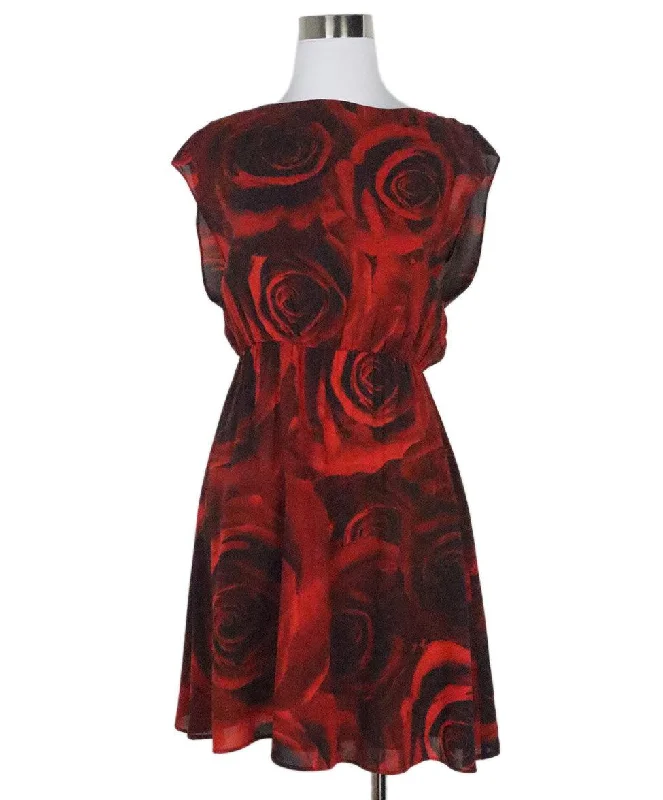 Extreme Clearance Deals Alice + Olivia Red Floral Silk Dress sz 2