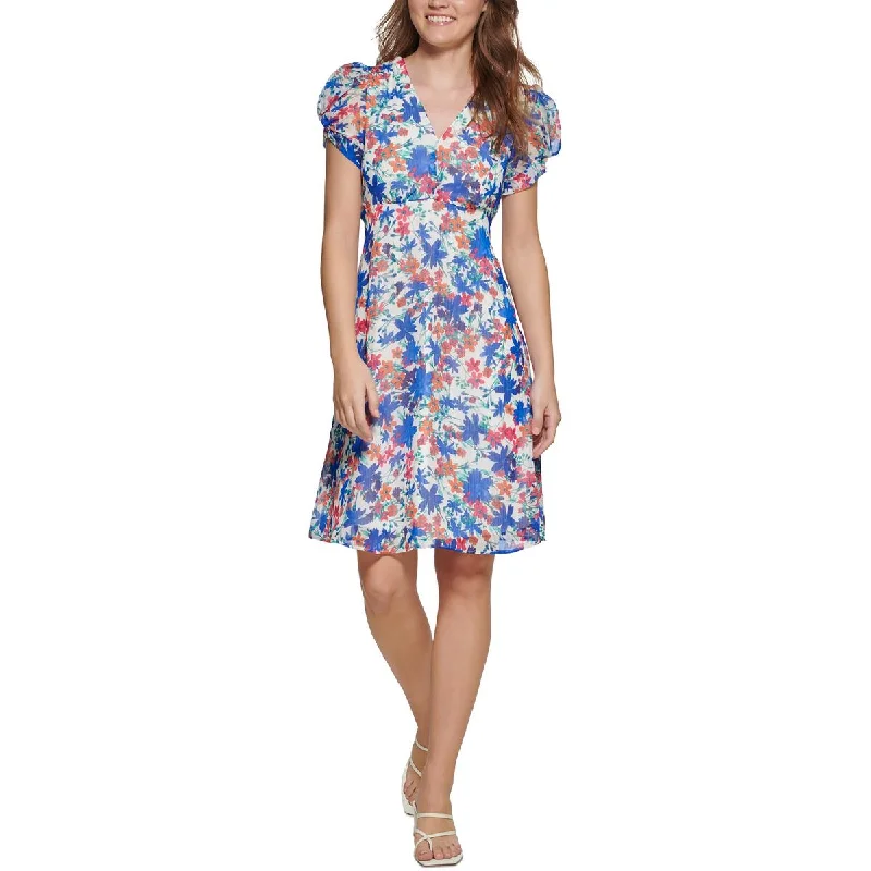 Clothes Of Woman Calvin Klein Womens Petites Chiffon Midi Midi Dress