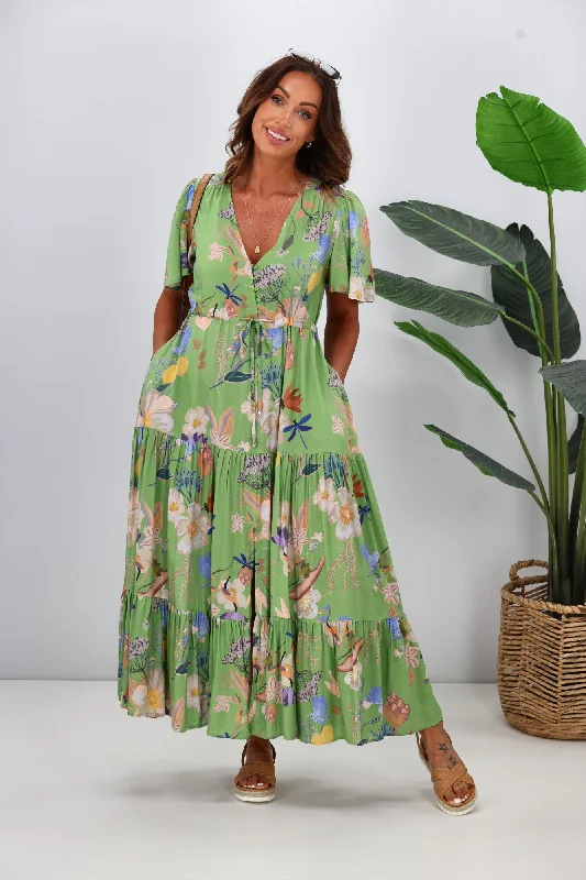 Premium Fashion Fria Enchanted Forest Maxi Dress Green