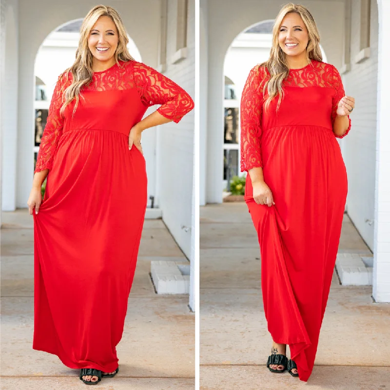 Casual Fashion Looking Elegant Maxi Dress, Red