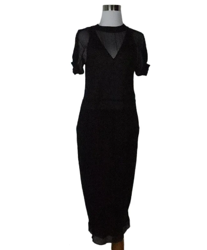 Best Online Women's Boutiques YSL Black Silk & Cotton Dress sz 2