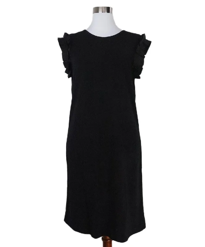 Unleash Your Trend Driven Style Tory Burch Black Ruffle Trim Dress sz 8