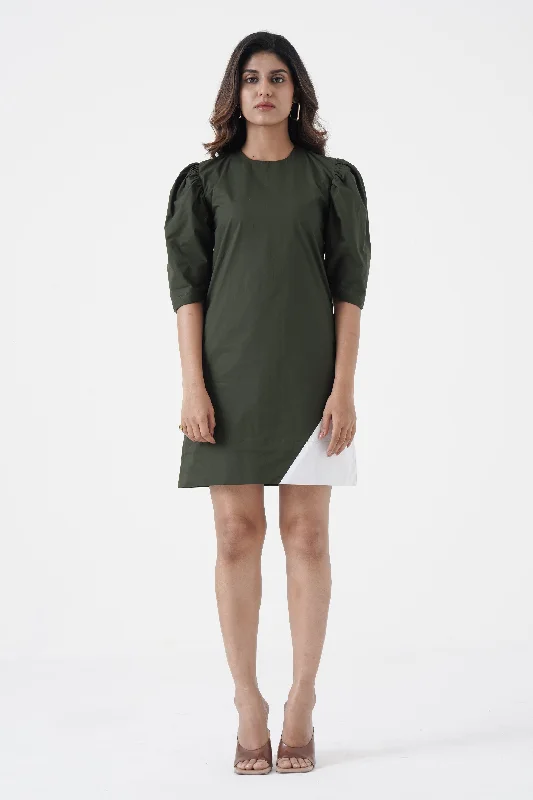 Plus-Size Women's Garments Amour Propre - Cowl sleeves chic dress - Green