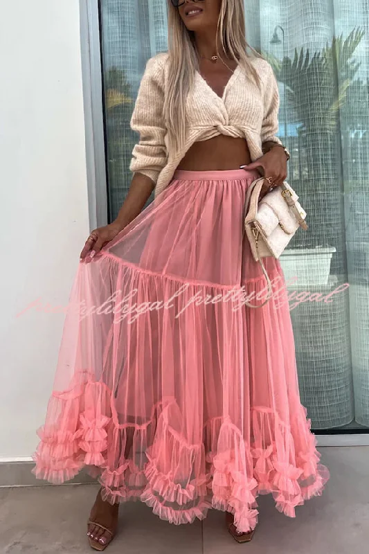 Women’s Outerwear for All Weather Conditions Elegant Tulle Stretch Waist Paneled Pleated Maxi Skirt Women’s Outerwear for All Weather Conditions Elegant Tulle Stretch Waist Paneled Pleated Maxi Skirt