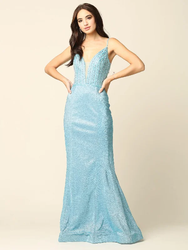 Sale Event, Prices Rock Long Formal Spaghetti Strap Metallic Prom Dress