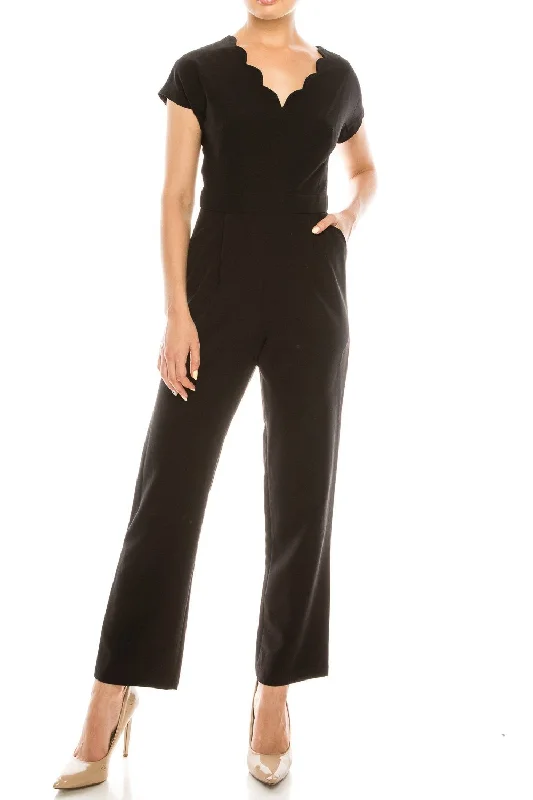 Quality Driven Apparel Maggy London - Scalloped V-Neck Jumpsuit With Pocket G3823MSC Quality Driven Apparel Maggy London - Scalloped V-Neck Jumpsuit With Pocket G3823MSC