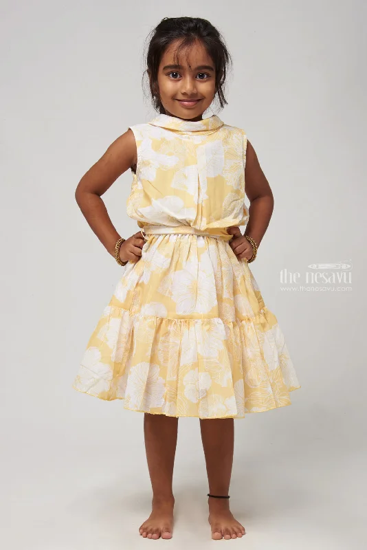 Women's Clothing Sale Stylish High Neck Collared Yellow Frock for Girls - Comfortable Cotton Dress Women's Clothing Sale Stylish High Neck Collared Yellow Frock for Girls - Comfortable Cotton Dress