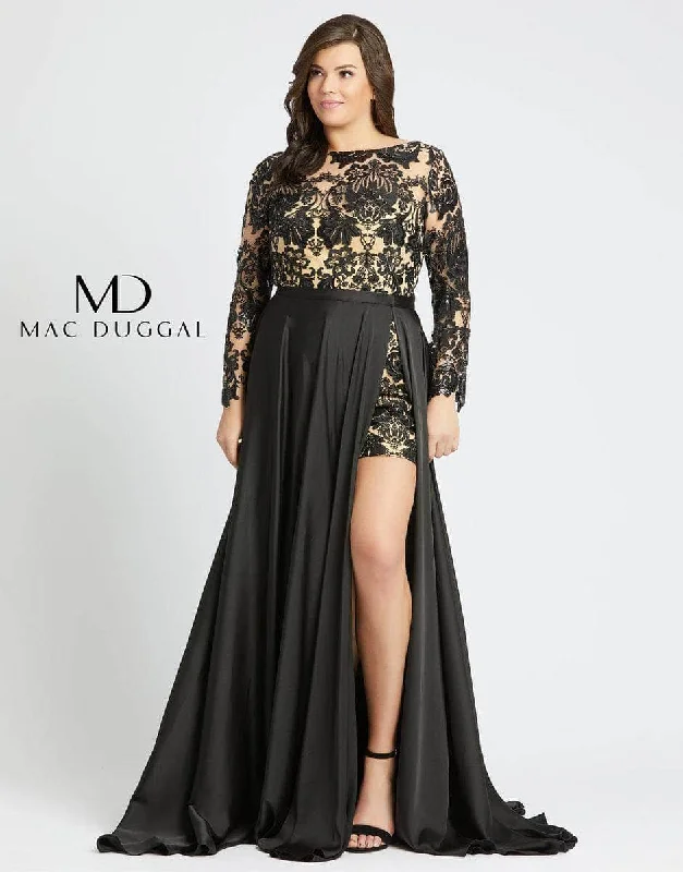 Crazy Discounts, Hurry Up Mac Duggal 66809F - Lace Motif Romper with Overskirt