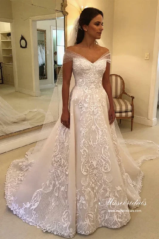 Big Discounts Roycebridal Gorgeous Tulle A-line Off-the-Shoulder Lace Appliques Wedding Dresses, MW980 Big Discounts Roycebridal Gorgeous Tulle A-line Off-the-Shoulder Lace Appliques Wedding Dresses, MW980