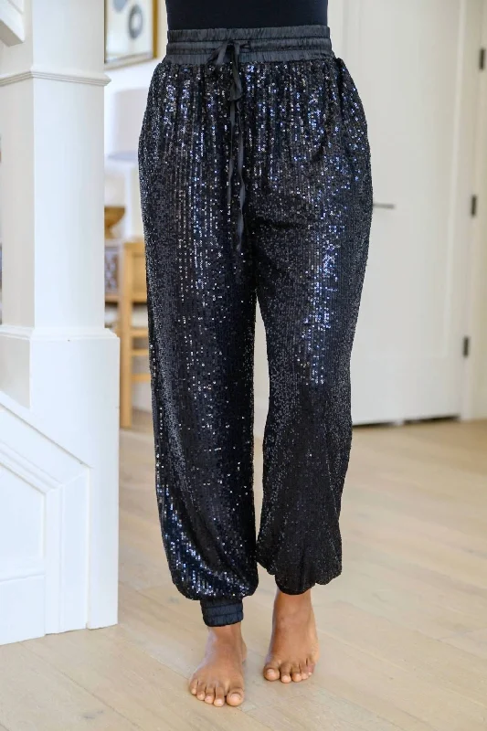 Fashion Women's Clothing Life Of The Party Sequin Pants In Black