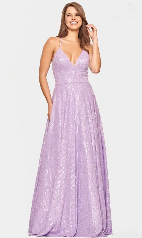 Huge Discounts This Week Faviana S10831 - V-Neck Strappy Open Back Prom Gown
