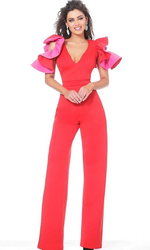 Special Offer Jovani 68736SC - Ruffle Sleeve Jumpsuit
