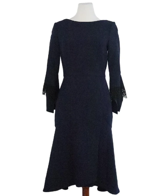 Women's Wardrobe Apparel Roland Mouret Navy & Black Wool Dress sz 4