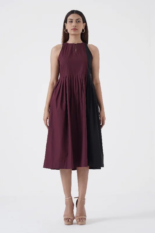 Women's Evening Attire Pleated dress - Wine