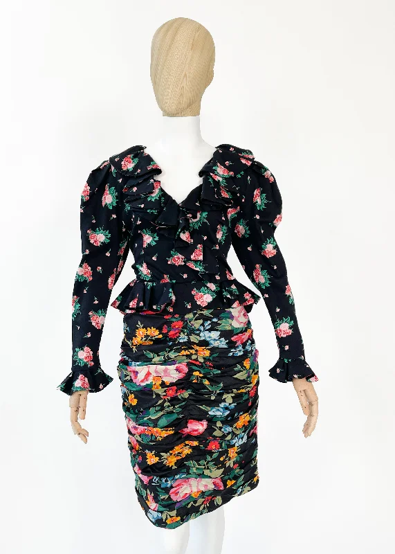 Fashionable Women’s Wardrobe Vintage 1980s Ungaro Floral Dress