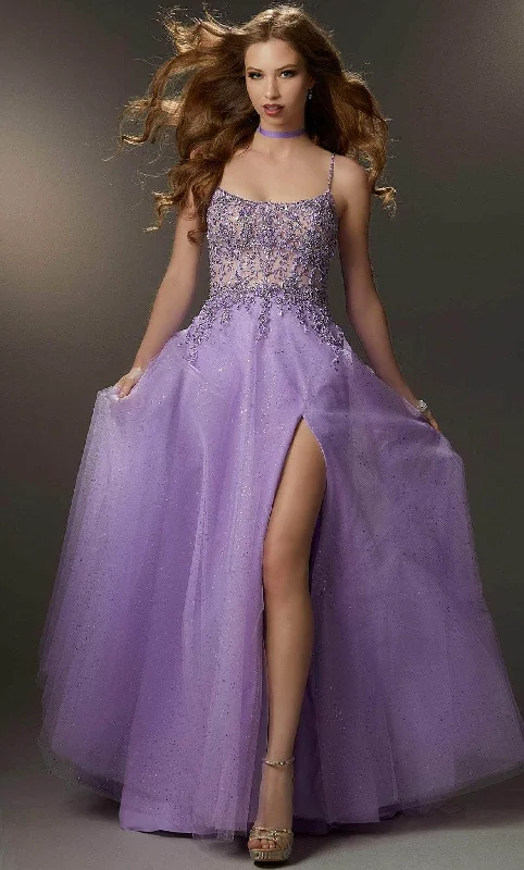 Big Discounts Mori Lee 48028 - Scoop Neck High Slit Gown