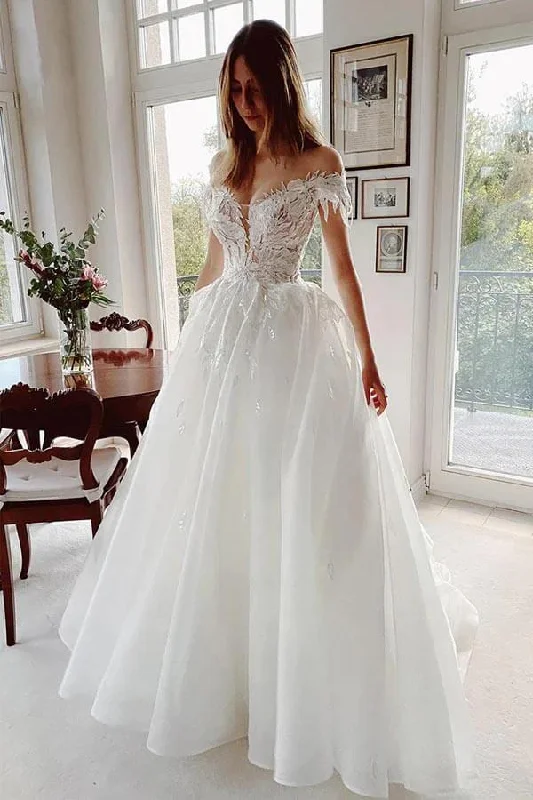 Women’s Casual Dresses Roycebridal Tulle A-line Off-the-Shoulder Lace Appliqued Rustic Wedding Dresses, MW1020 Women’s Casual Dresses Roycebridal Tulle A-line Off-the-Shoulder Lace Appliqued Rustic Wedding Dresses, MW1020