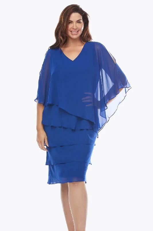 Style Upgrade Layla Jones - LJ0448 Vee Neck Chiffon Layer Dress