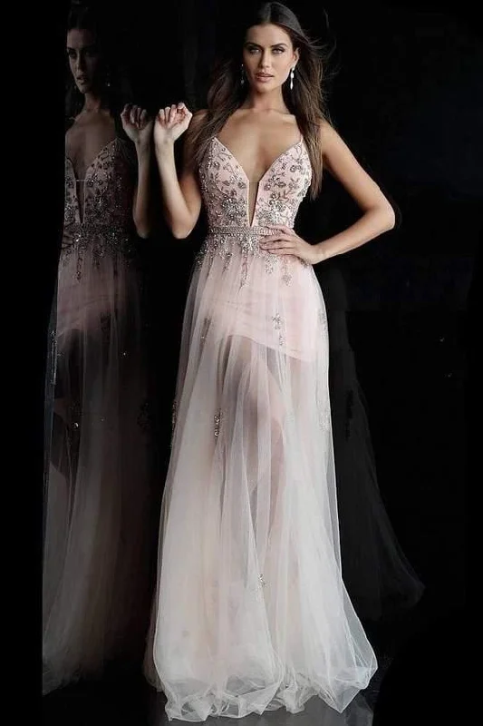 Online Boutique Clothing Jovani 55621 Long Prom Spaghetti Strap Evening Gown