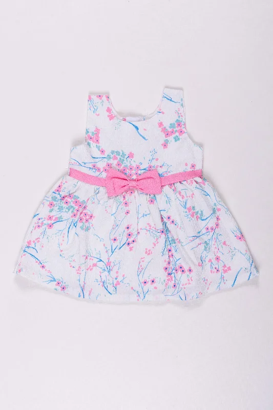 Luxe Women's Fashion Blossom Pink Bow Cotton Frock for Charming Baby Girls