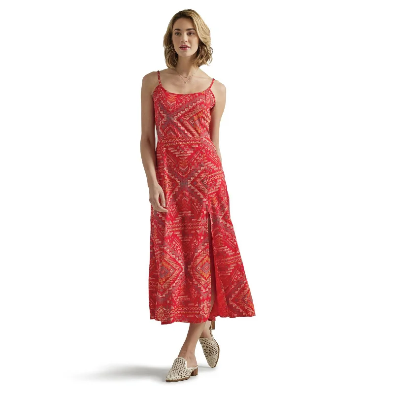 Trendy Boutiques Online Wrangler Ladies Retro Aztec Woven Red Maxi Dress